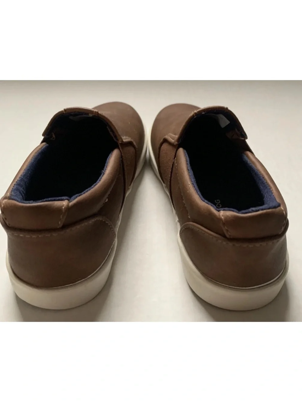 LONDON FOG Boys Sz 13 Brown Bakewell Faux Leather Slip On Casual Shoes